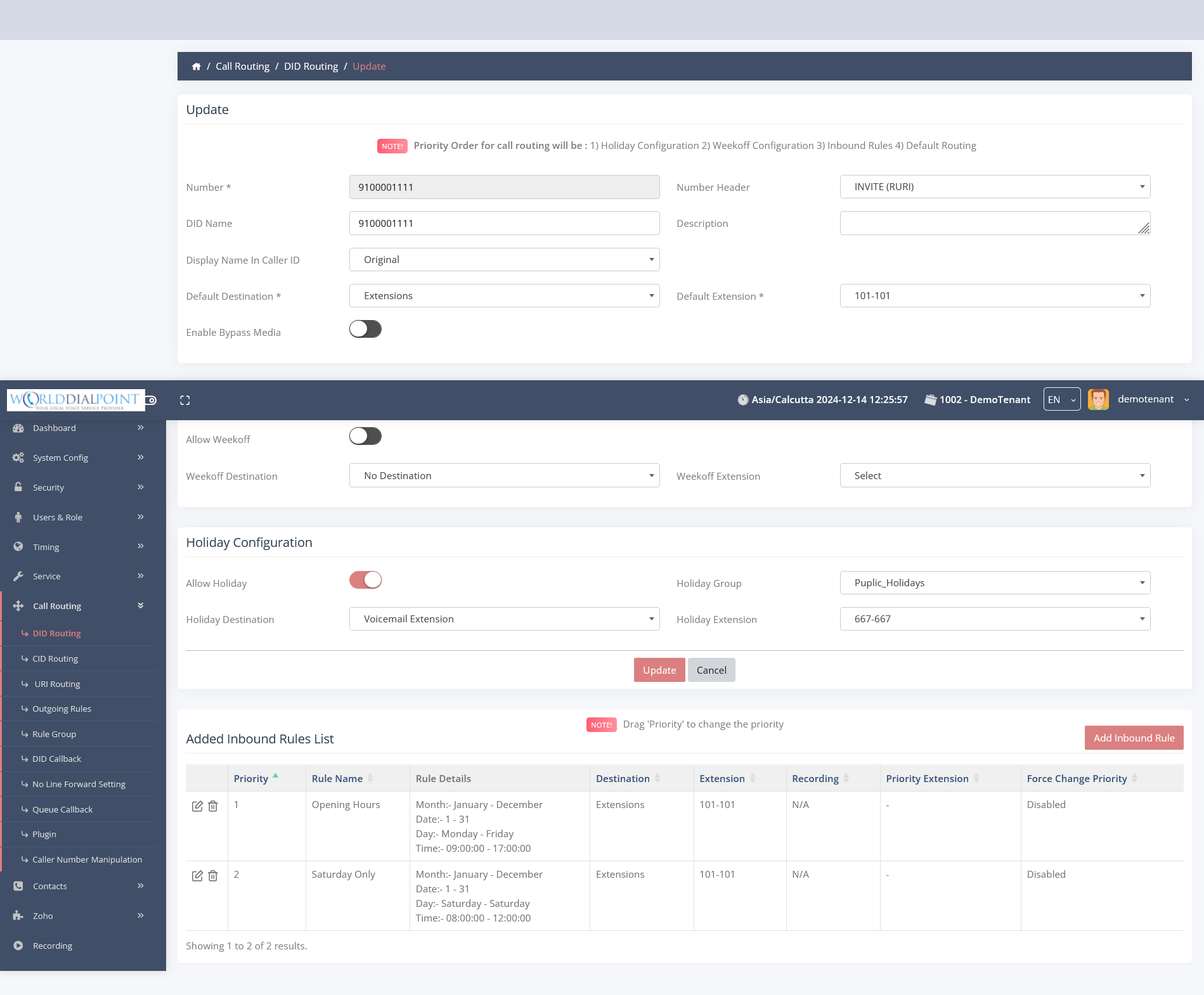 Phone Number Routing